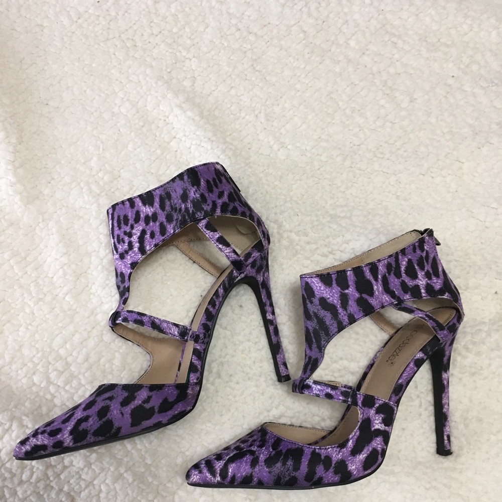 Purple leopard print heels